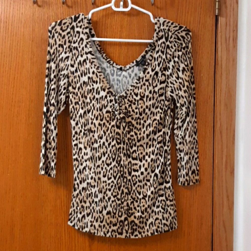 Guess leopard animal print top